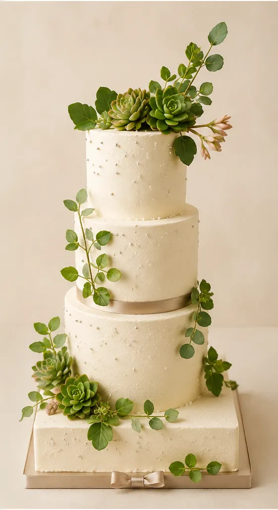 Tarta de boda, decorada con fondant